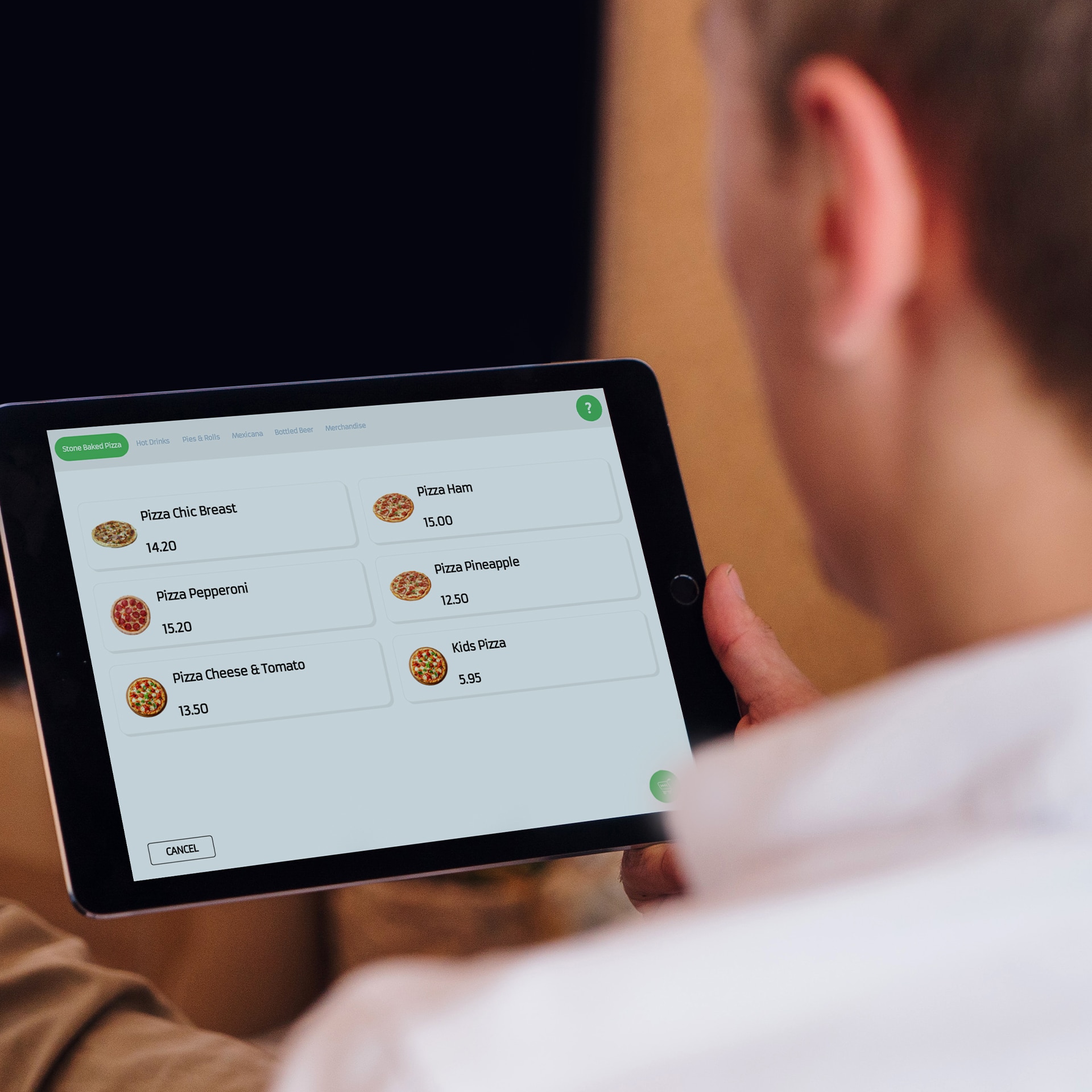 Man looking to order pizza